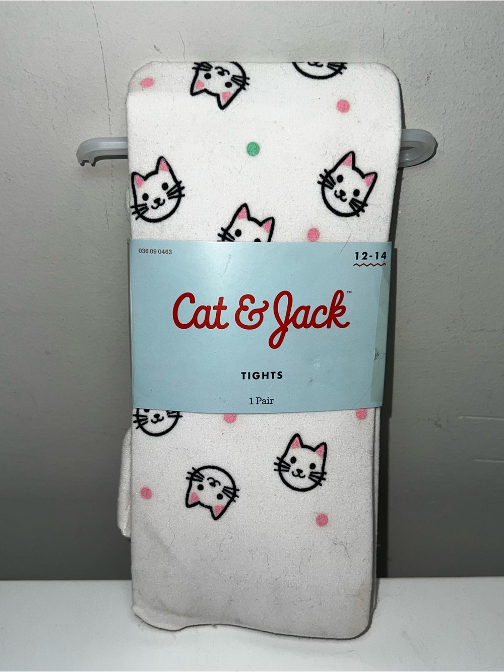 Cat & Jack White Cat Print Tights for Kids - Pink Accent